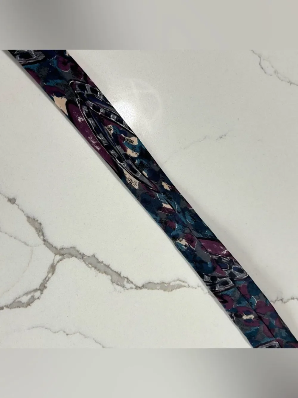 Vintage Kuppenheimer Premier Teal Blue Purple Paisley Abstract Pattern Silk Tie